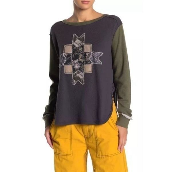 Free People We The Free Thermal Oversized Lone Star Patchwork Thermal Top Charco