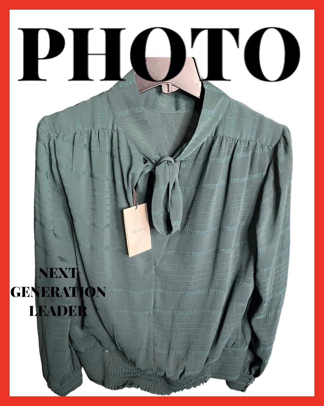 NWT Sezane Naomi tie neck Blouse sz 44 US 12