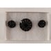 Lisner Facet Enamel Stones Black Brooch & Clip On Earrings Set Signed Metal