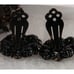 Lisner Facet Enamel Stones Black Brooch & Clip On Earrings Set Signed Metal