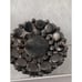 Lisner Facet Enamel Stones Black Brooch & Clip On Earrings Set Signed Metal