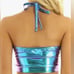Holographic Strappy Halter Crop Top Women's Size XL