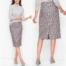 Talbots Cheetah Print Gray and Pink Pencil Skirt size 12P petite new!!!