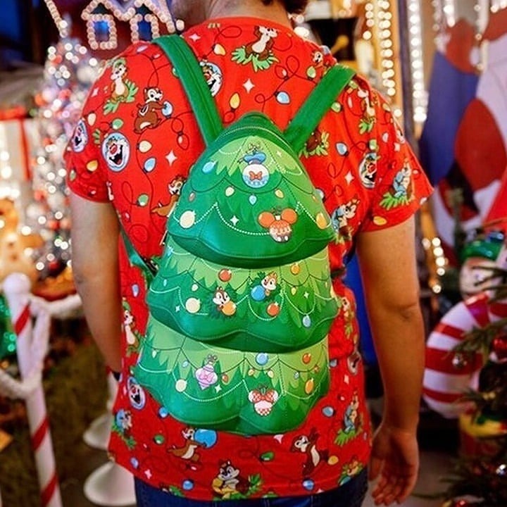 NWT Loungefly Disney Chip Dale Tree Ornament Figural Green Christmas Backpack