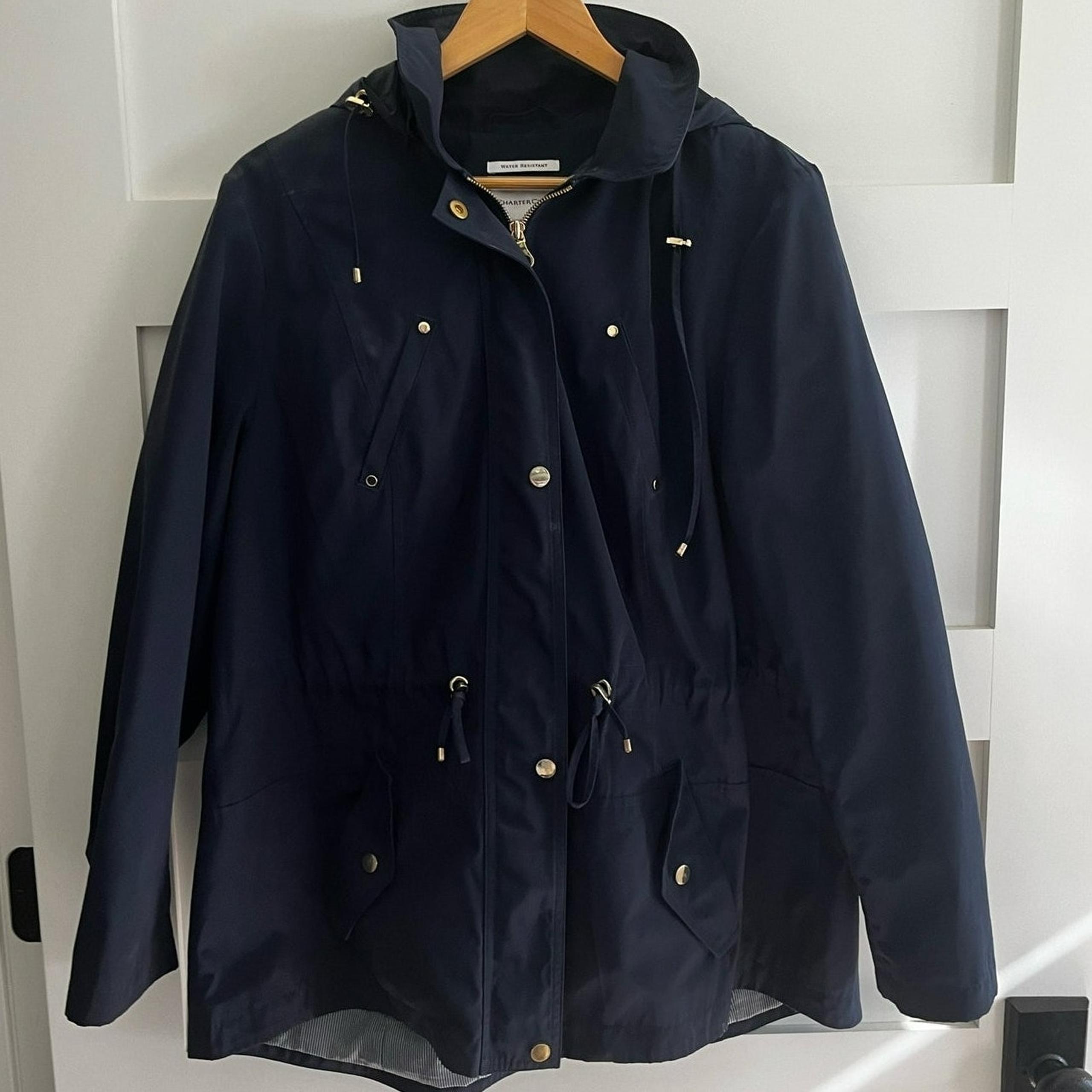Charter Club Navy Blue Rain Coat with Gold Accent Womens Size 1X