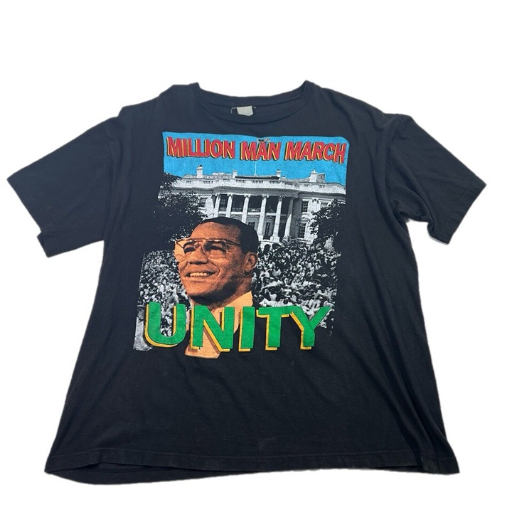 Vintage 1995 Million Man March Louis Farrakhan Black Rap Tee Black History XXL