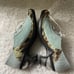 Eject leather& suede blue lace shoes with patent reptile prints trim EUR SZ40.3