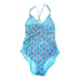 BLEU ROD BEATTIE One Piece St. Tropez Swimsuit Halter Criss Cross Back Blue 10