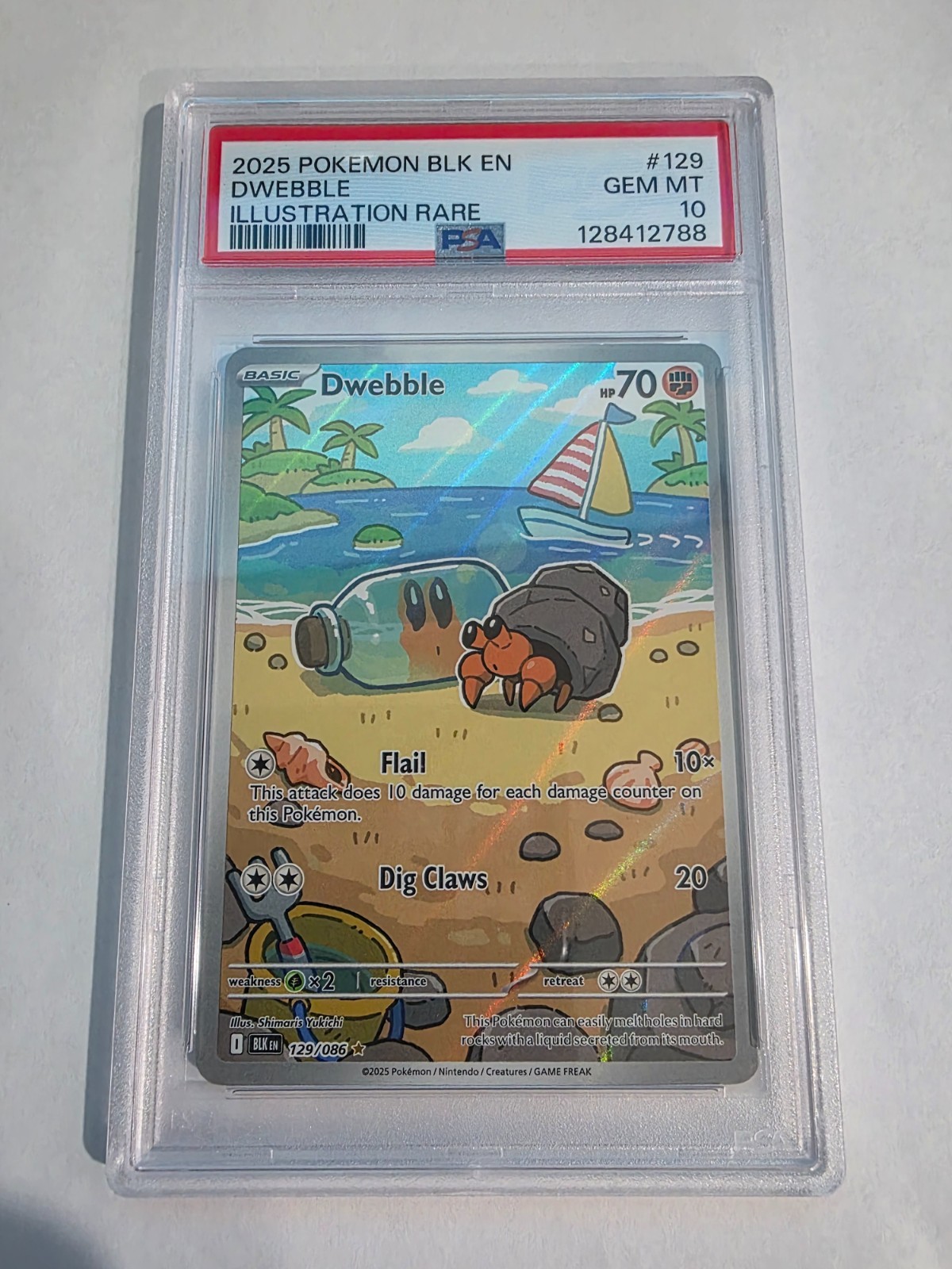 PSA 10 GEM MT - Pokemon Black Bolt - DWEBBLE - ILLUSTRATION RARE - 129/086