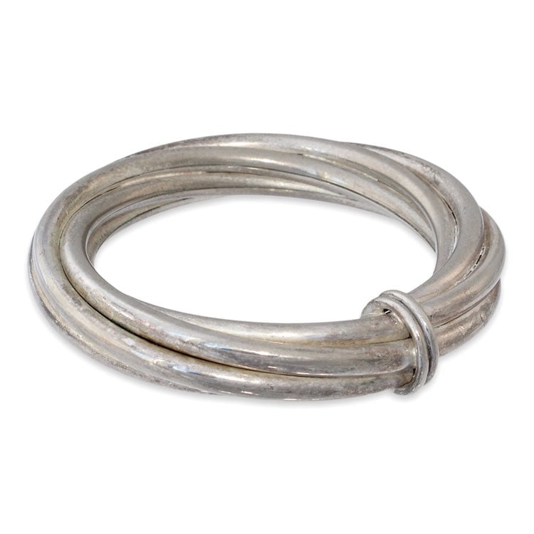Vintage Twisted Cable Bangle Bracelet Silver Tone Tube Twist Extra Thick / Wide