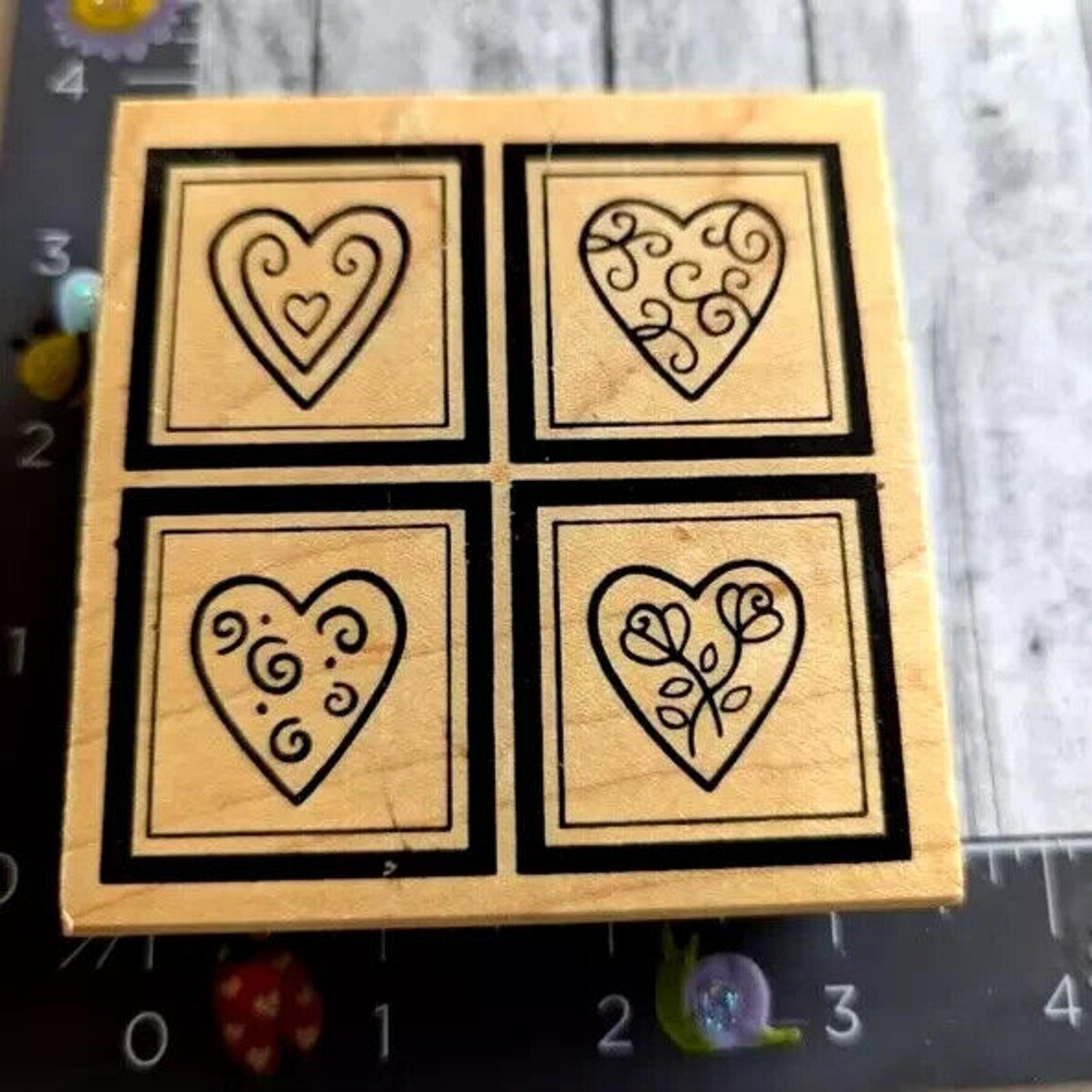 Great Heart Four Square H98 Rubber Stamp Wood #A29 - Impressions