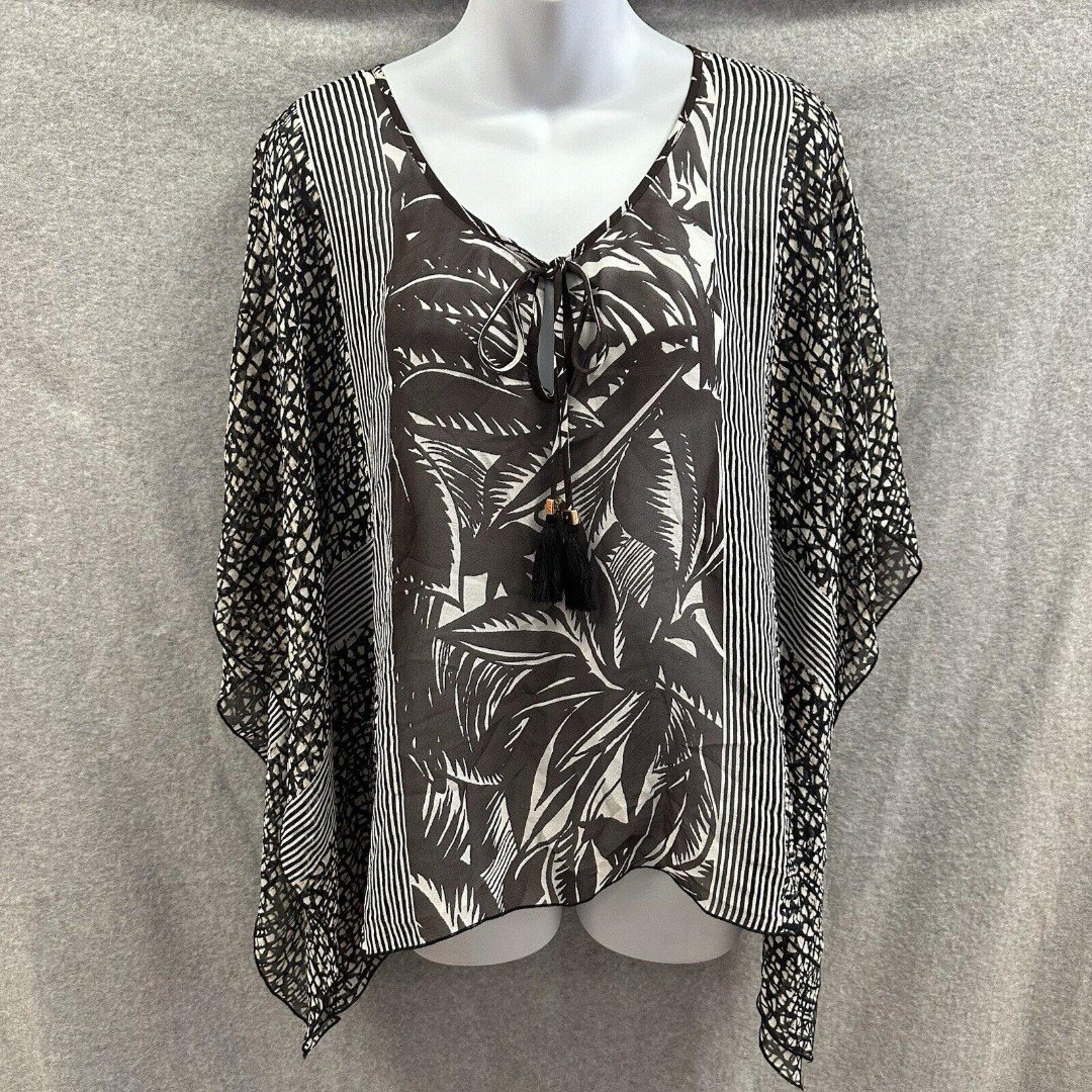 Tory Burch Kaftan Women Extra Small 100% Silk Coconut Tabora Tropical Coverup