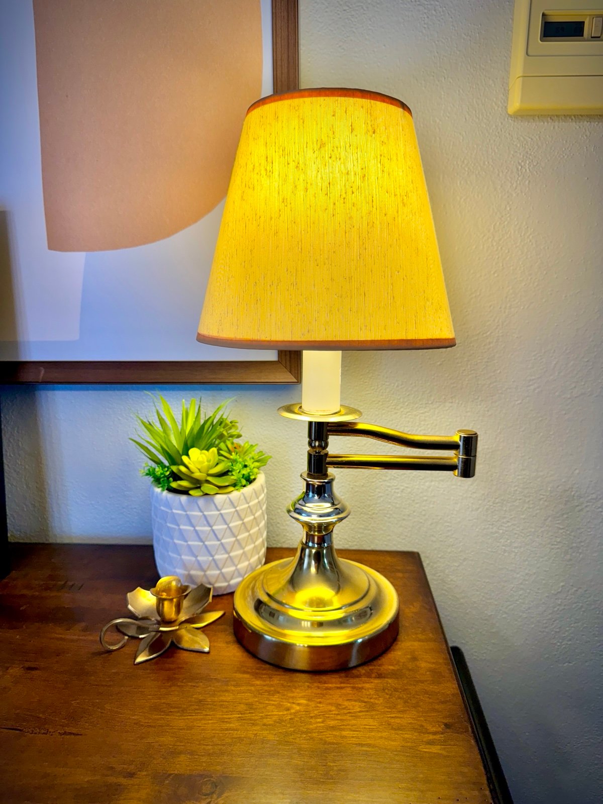 Vintage Brass Swing Arm Desk Lamp | Retro Office or Bedroom Light