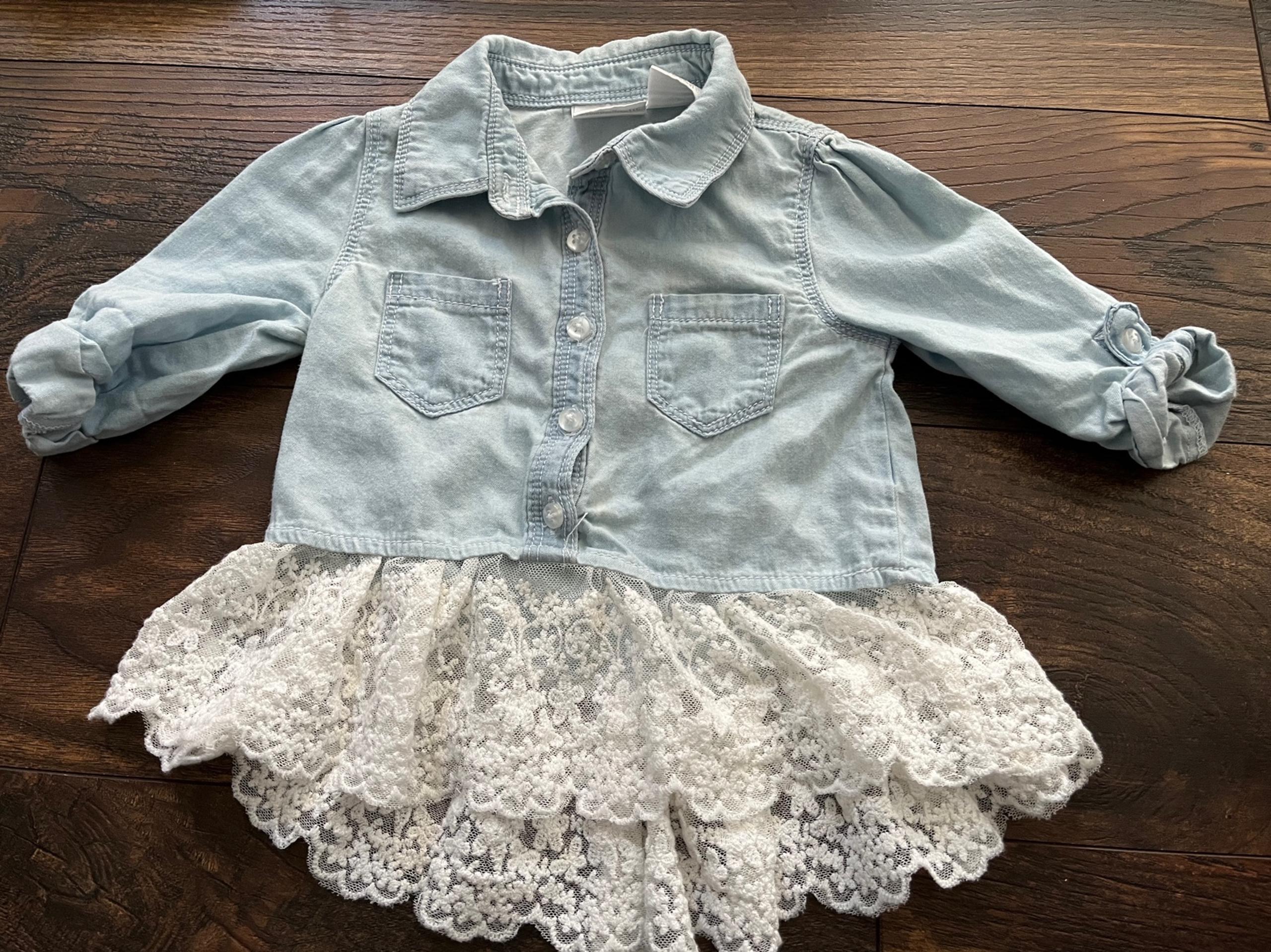 Chambray Denim Lace Baby Top