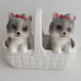 Norcrest Salt Pepper Shakers Yorkies in Basket Japan Vintage