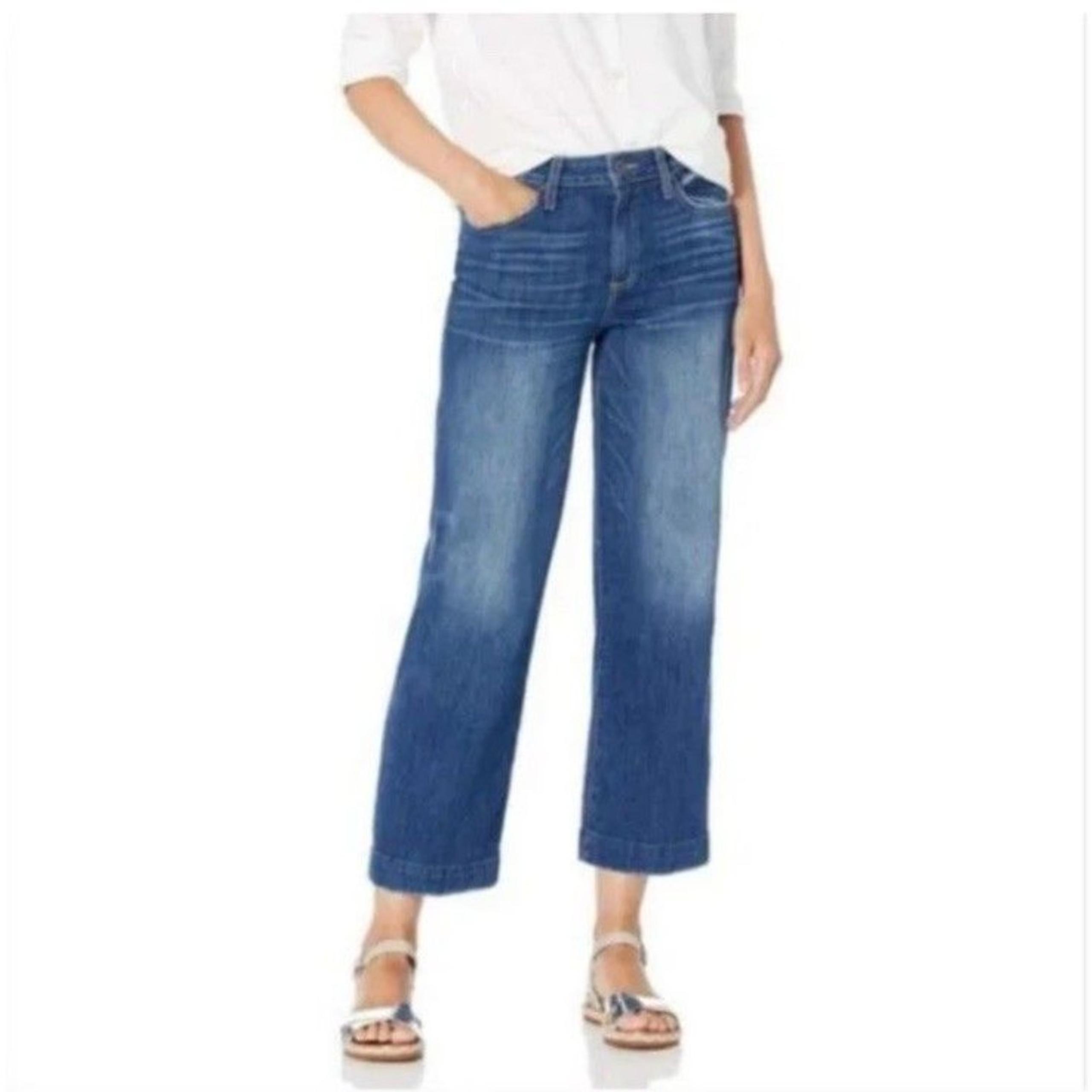 PAIGE Nellie Jeans Women’s 25 High Rise Wide Leg Medium Wash Cropped
