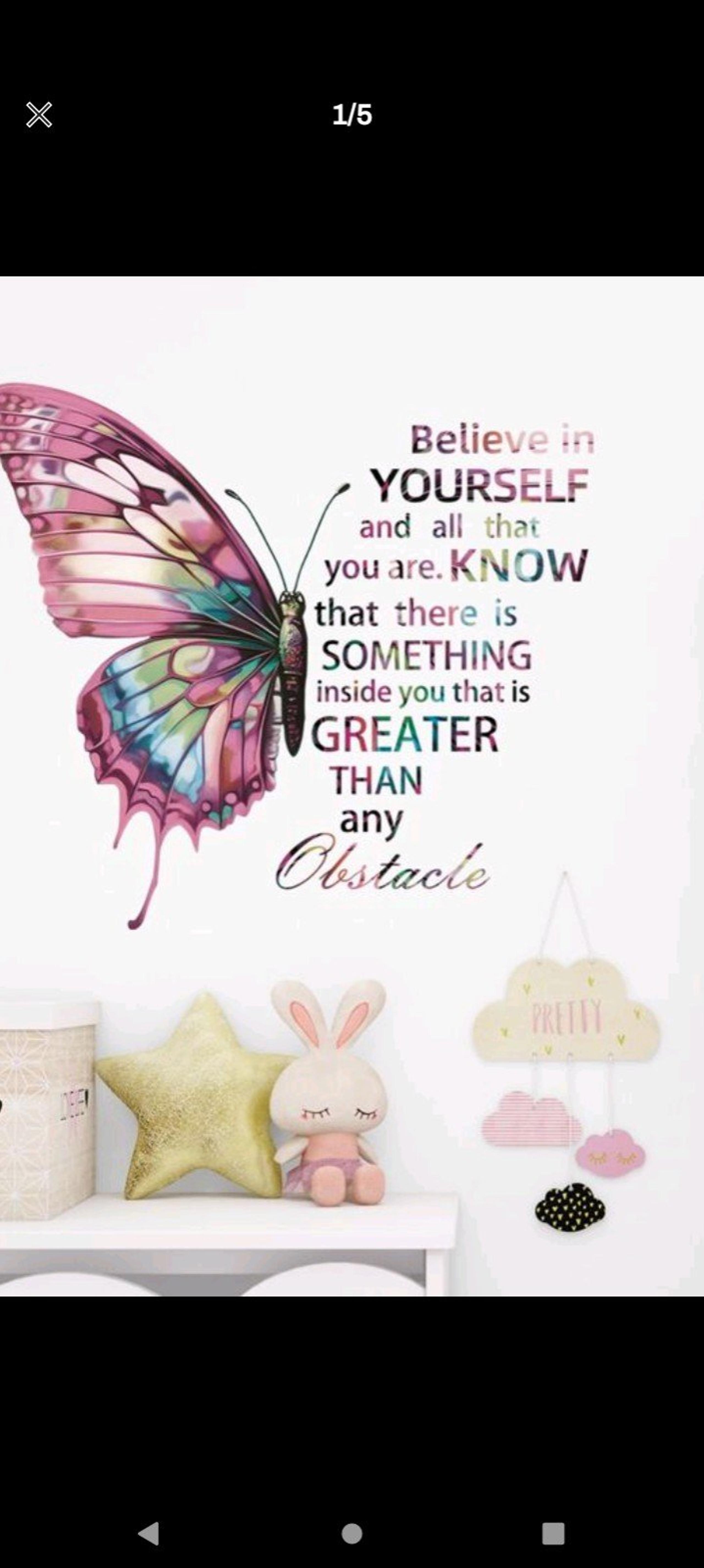 1pc Pink Butterfly Inspirational Quote Wall Sticker
