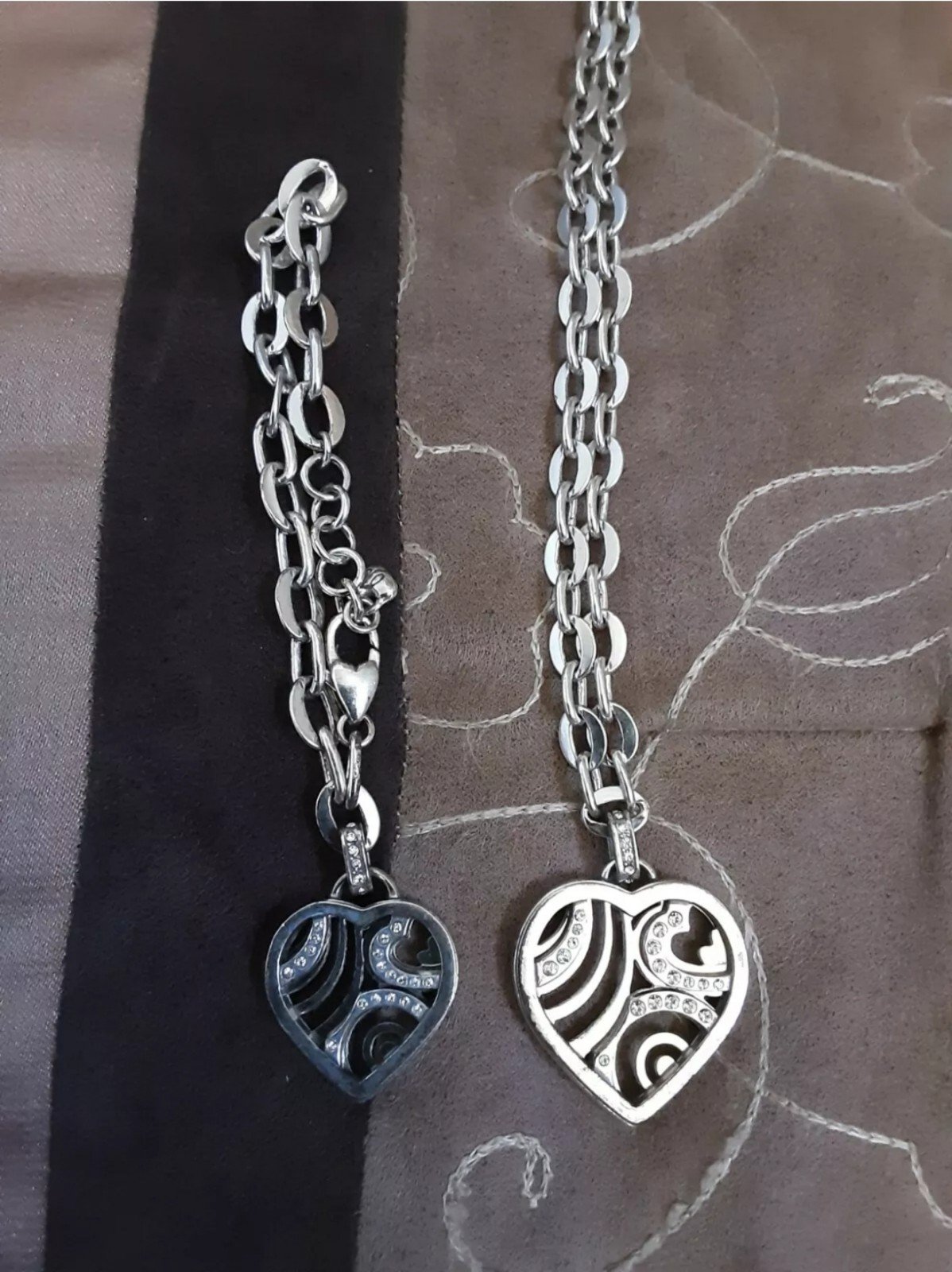 BRIGHTON CRYSTAL VOYAGE HEART silver Pendant NECKLACE and bracelet