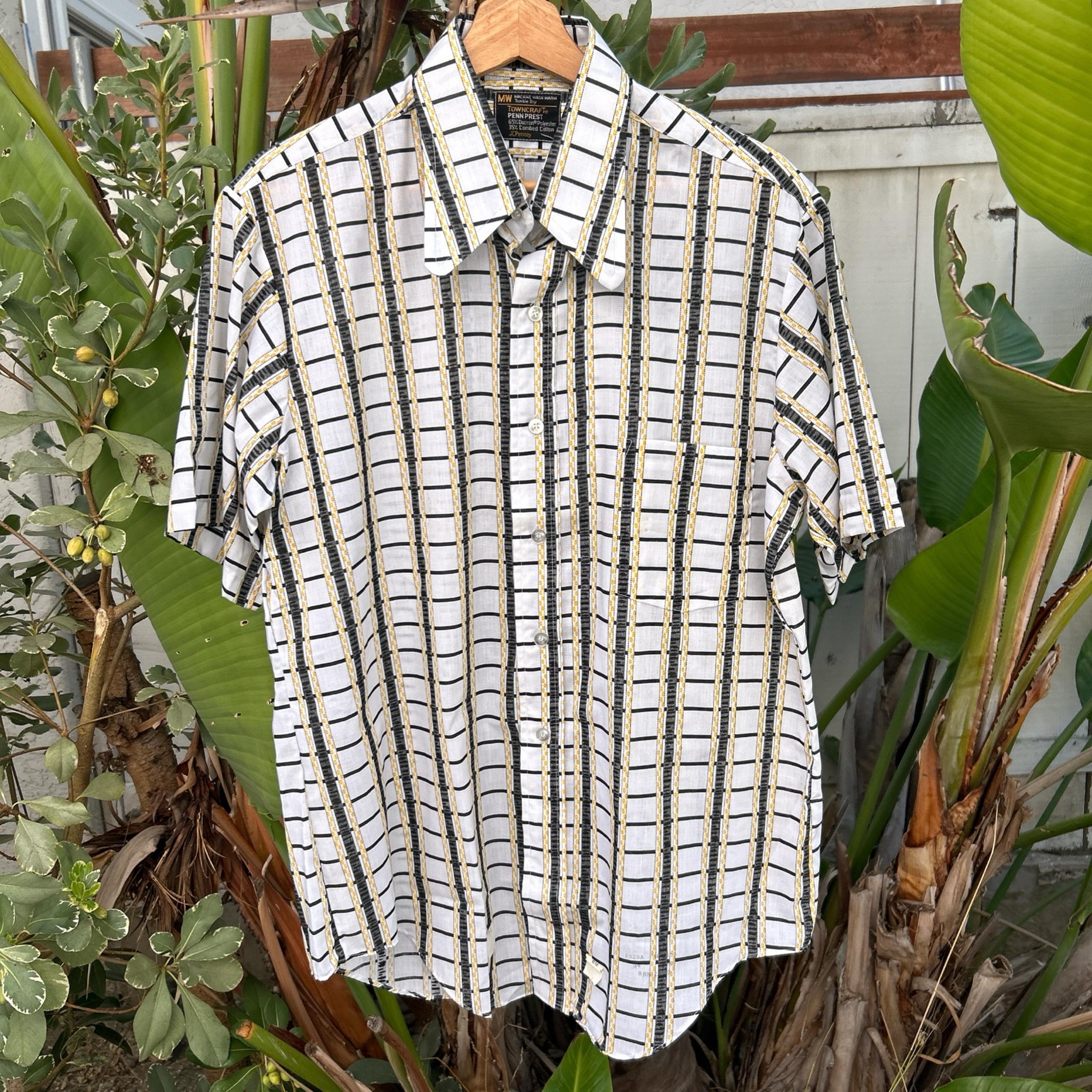 Vintage 70s JCPenney Towncraft Penn Prest Button Up Shirt Mens XL