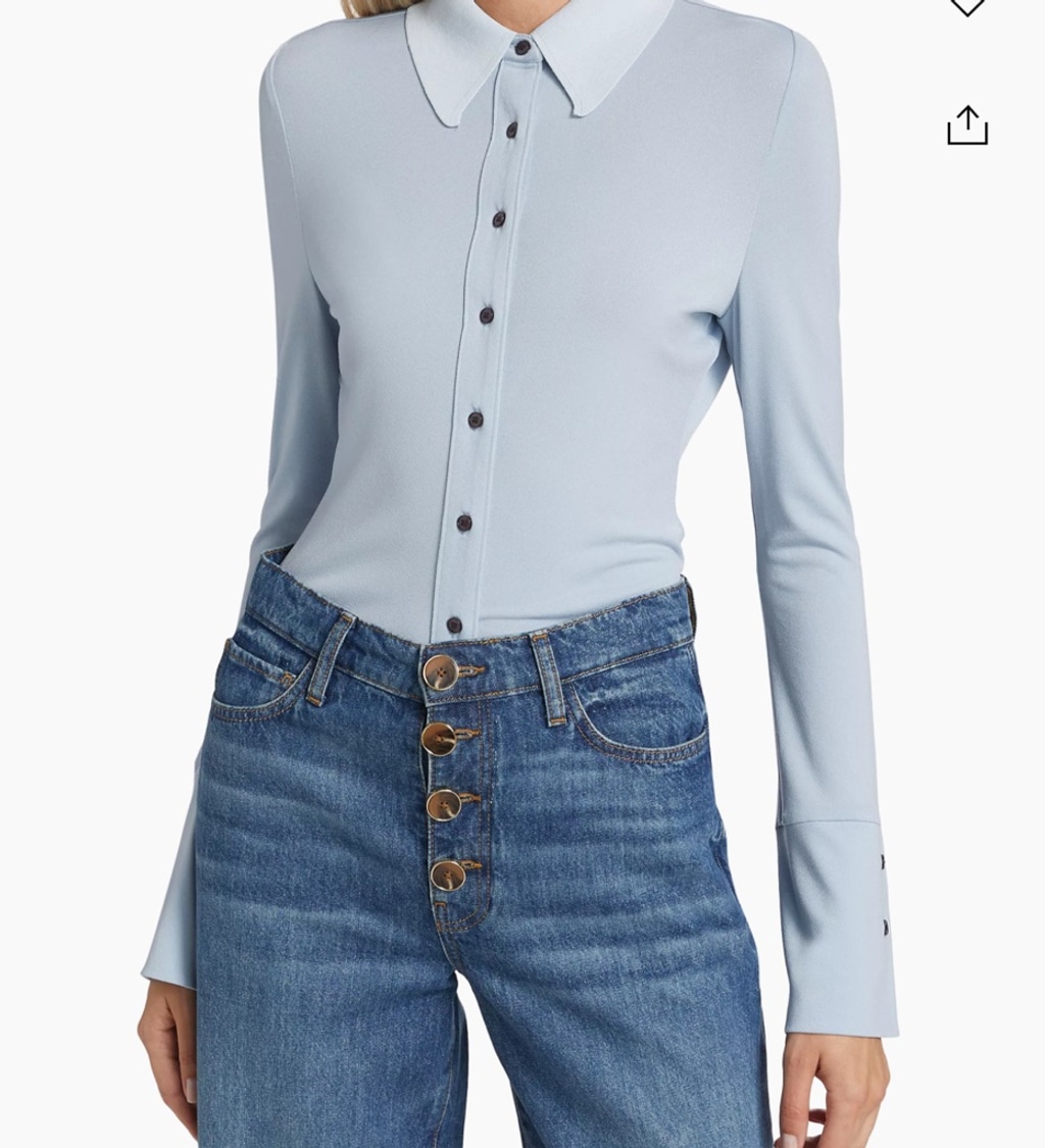 Women's Derek Lam 10 Crosby Button-Down Top Size M Blue 295 MSRP