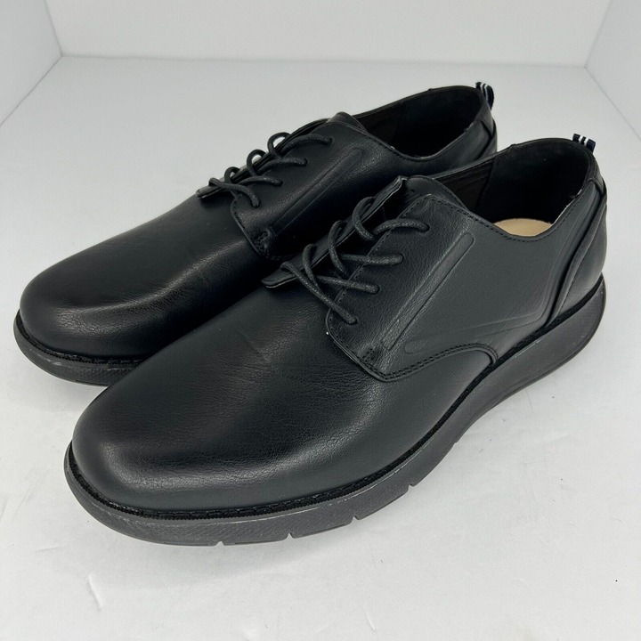Nautica Mens Ajax Black LowTop LaceUp Man Made Leather Size 10 Oxford Shoes