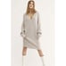 Free People Longline V Neck Long Sleeve Sky Grey Beige Sweater Tunic Dress