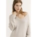 Free People Longline V Neck Long Sleeve Sky Grey Beige Sweater Tunic Dress