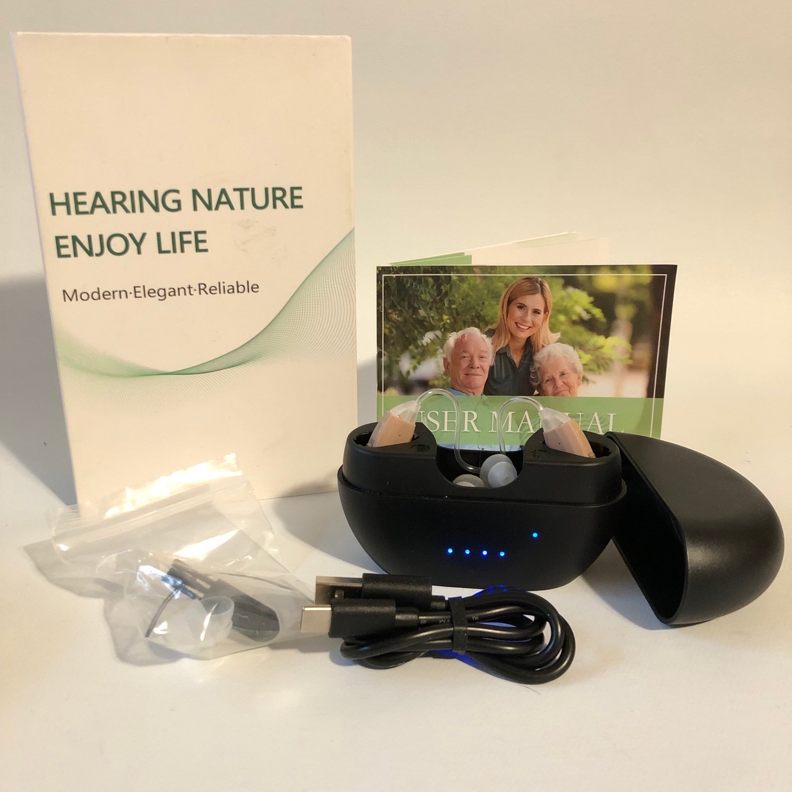 Portable Rechargeable Hearing Helpers with Button Control,