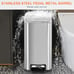 Set of 2 - Stainless Steel Garbage Can Step-Open Trash Can for Kitchen Bathroom