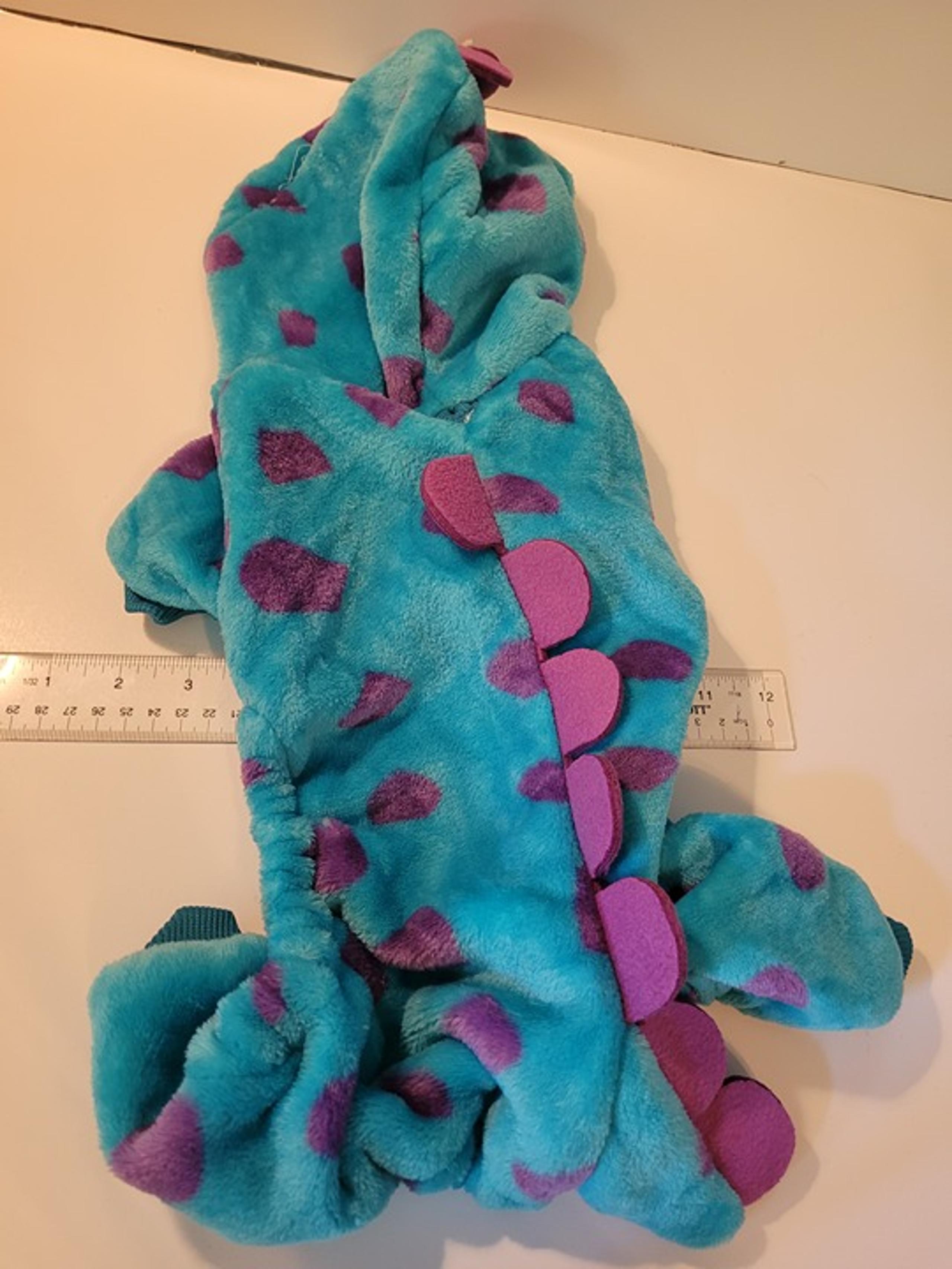 LARGE Purple Blue Scrunch Monster Costume for Pet with Leash Hook