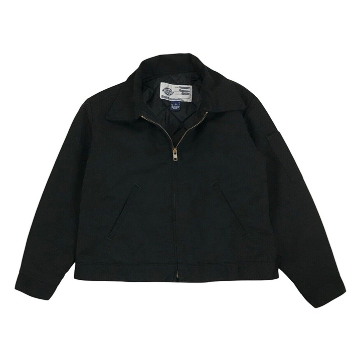 DICKIES EISENHOWER JACKET SMALL S YOUTH BLACK INSULATED MECHANIC ZIP UP VINTAGE