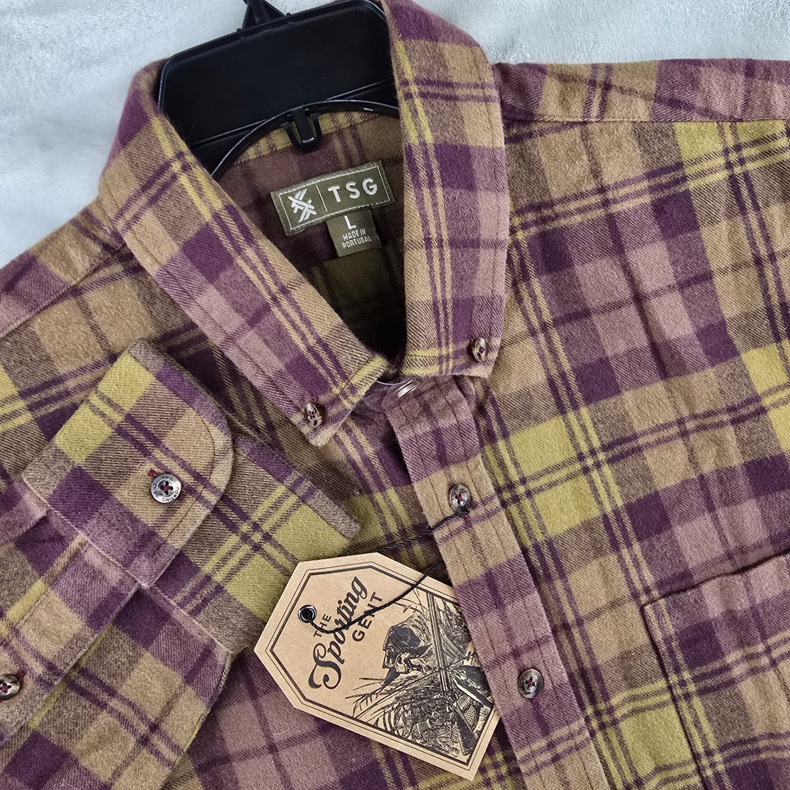 TSG The Sporting Gent Mens Button Down Flannels Shirt Mens Large Plaid New