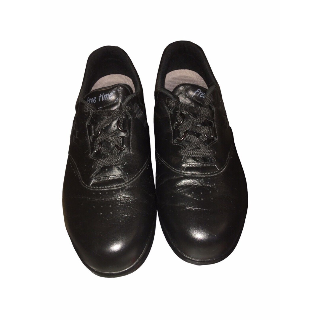 SAS Free Time Womens Size 10 W Black Leather Lace Up Comfort Walking Shoes
