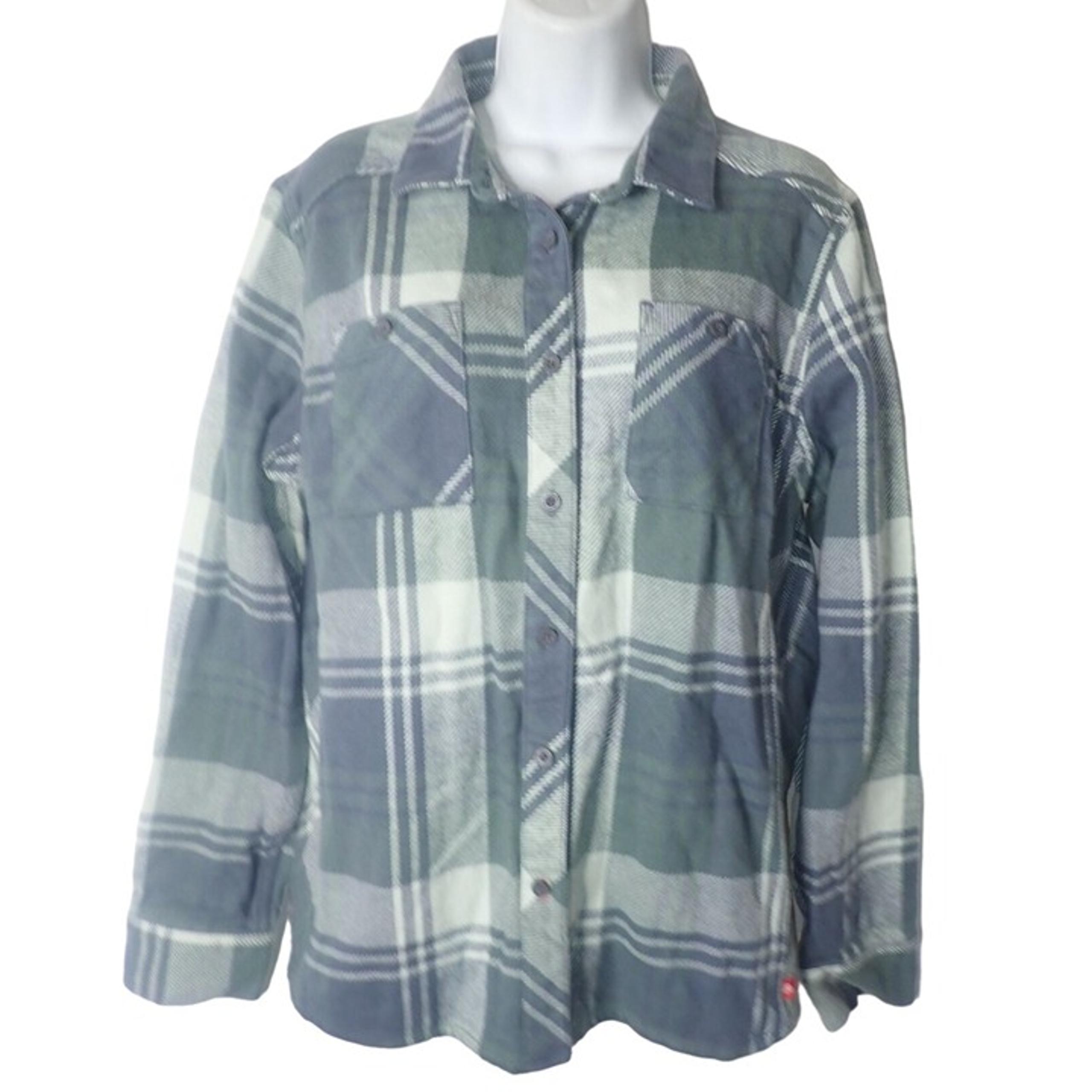 Eastern Mountain Sports Women Flannel shacket Shirt Large blue/Gray cotton Plaid