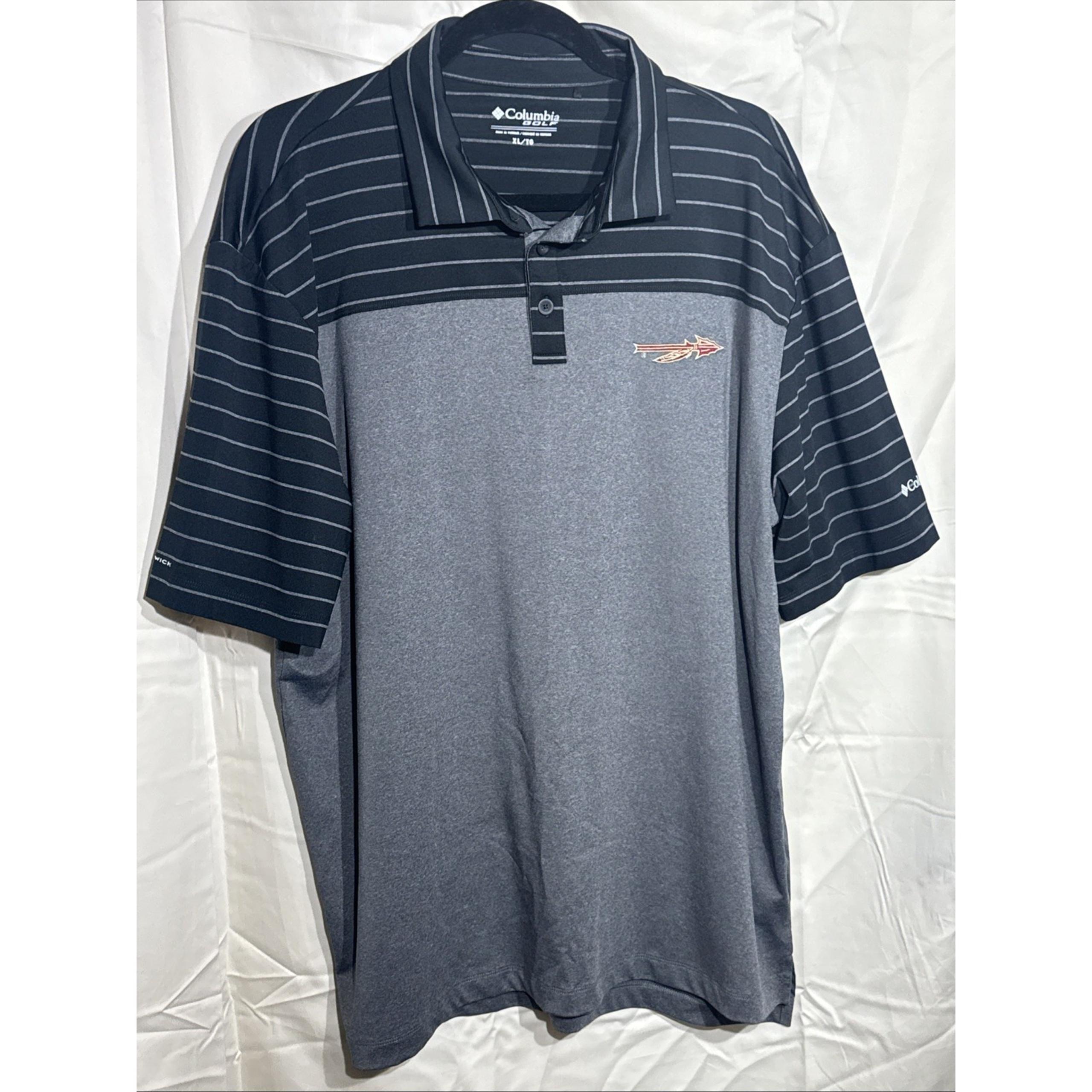 Florida State FSU Columbia  Golf Men's XL Spear Shirt Omni Wick Black And Grey