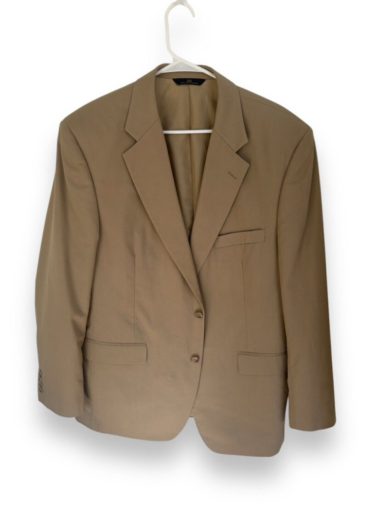 Vtg 346 Brooks Brothers Blazer Sport Coat Mens Beige 44L