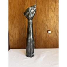Mid Century Carved Wooden Whimsical Cat