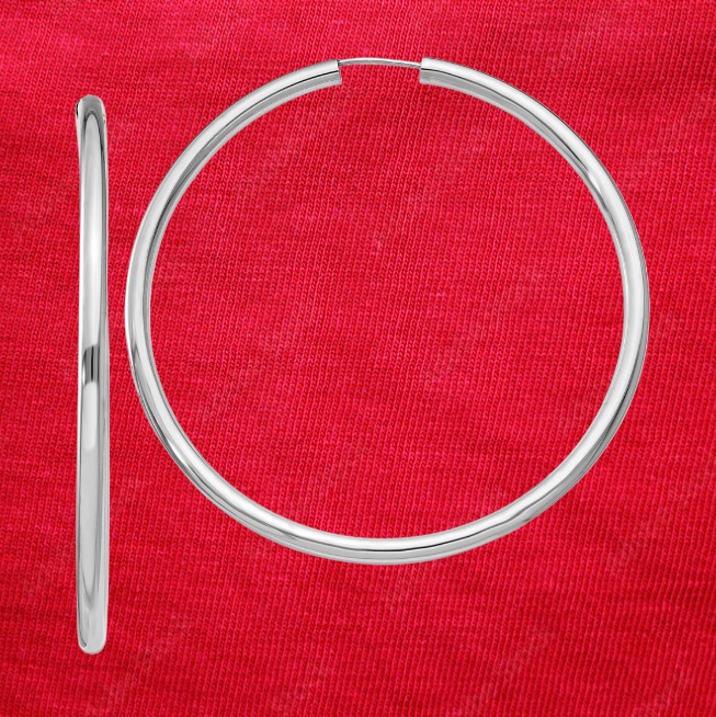 Sterling Silver Rhodium-plated 3x60mm Endless Tube Hoop Earrings