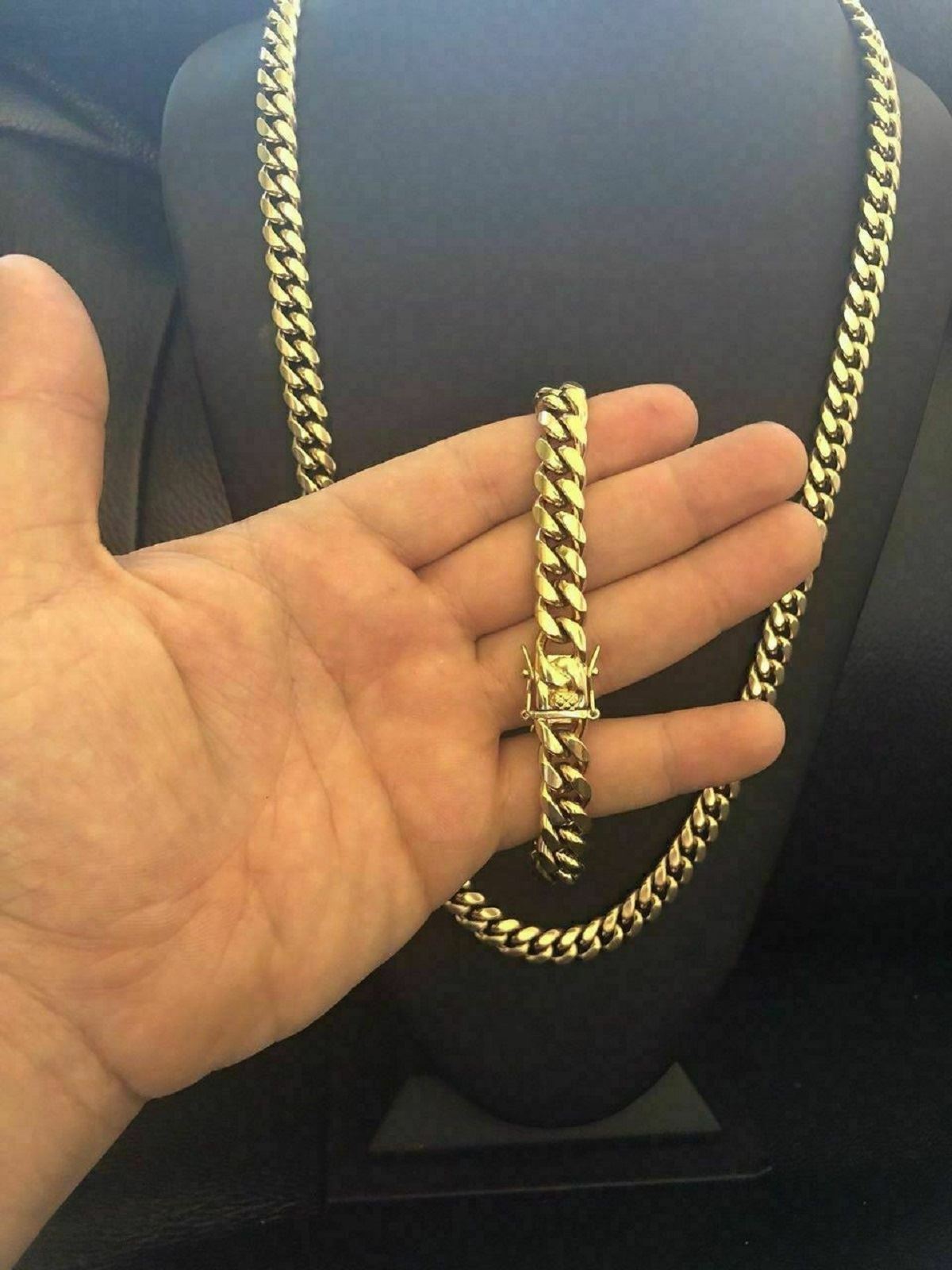 14k Gold Stainless Steel Set Miami Cuban