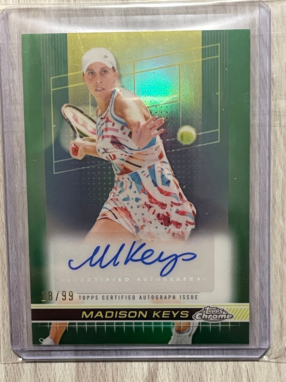 Madison Keys - 2024 Topps Chrome Tennis Autograph Card - Green Refractor 18/99