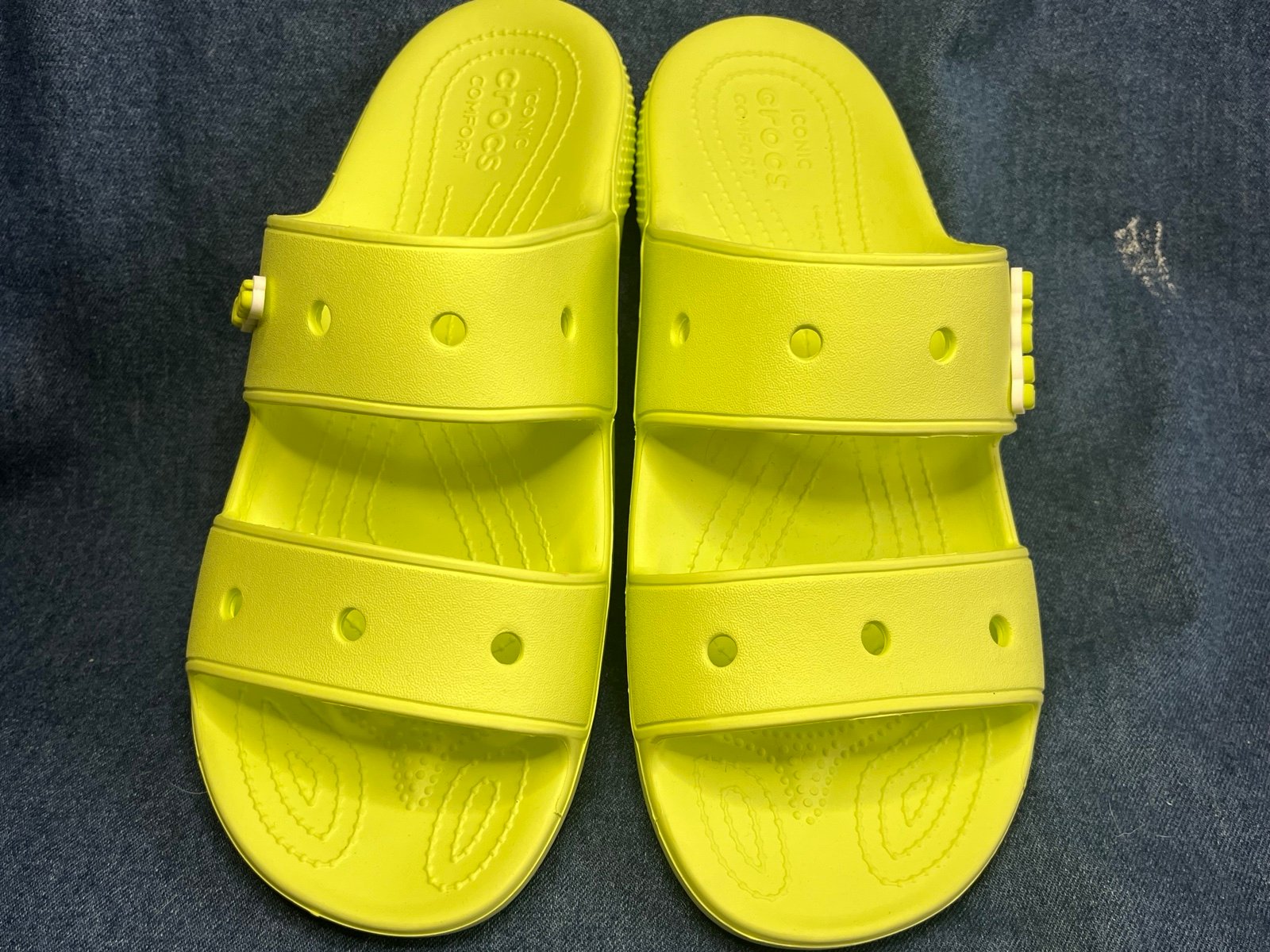 Crocs neon yellow green slide Sandals Sz men’s 11 NWOT