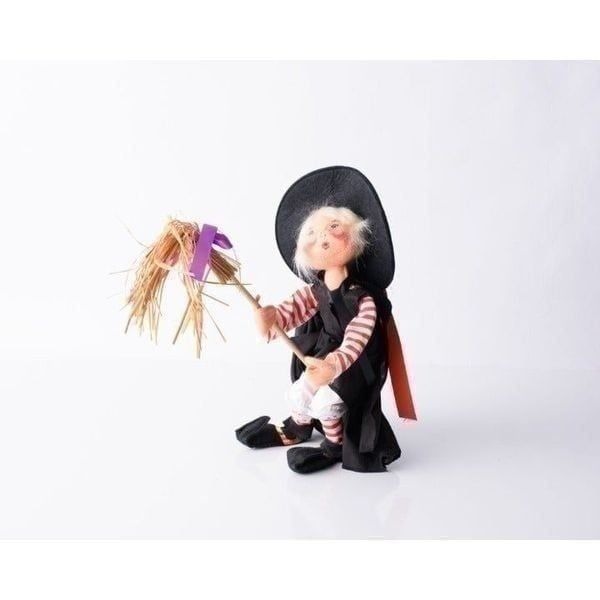 Annalee Doll Cloth Flying Witch with Broom 16 Halloween Vintage 1989 Hanging