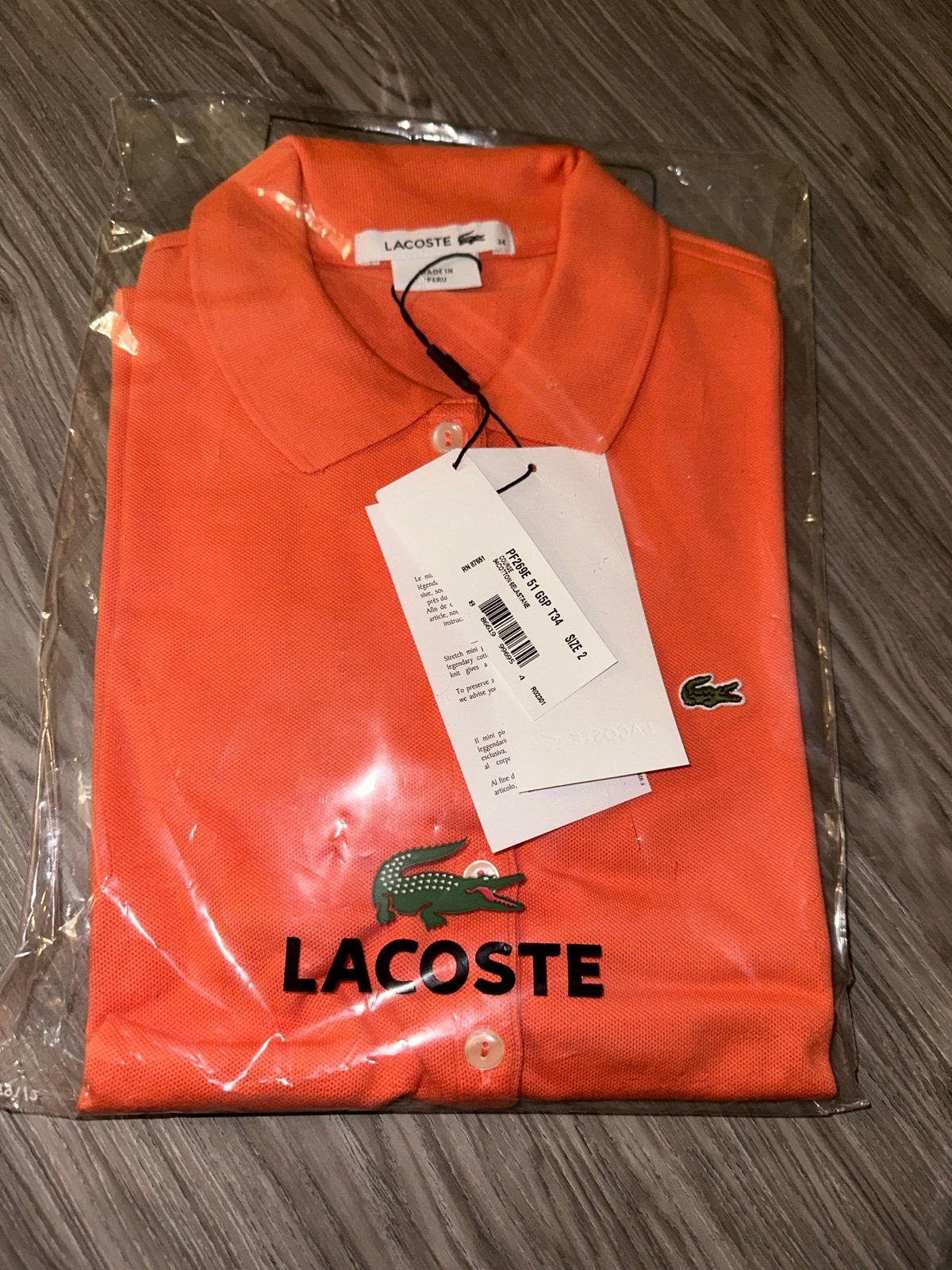 NWT Vintage Lacoste Size 34 Polo Shirt Light Orange RARE Crocodile Patch NEW