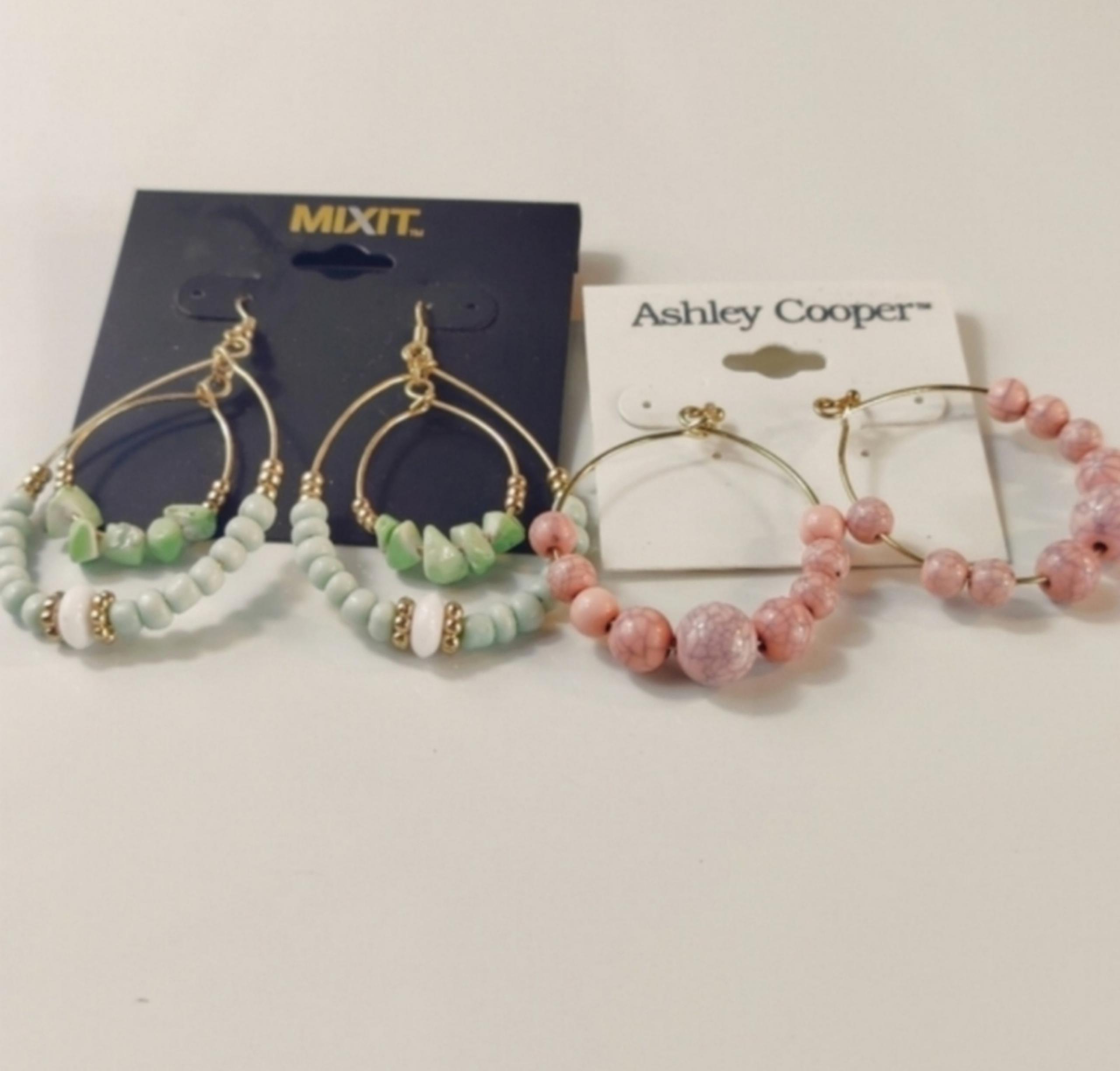 Ashley Cooper and Mixit Beaded Hoop Earrings Set