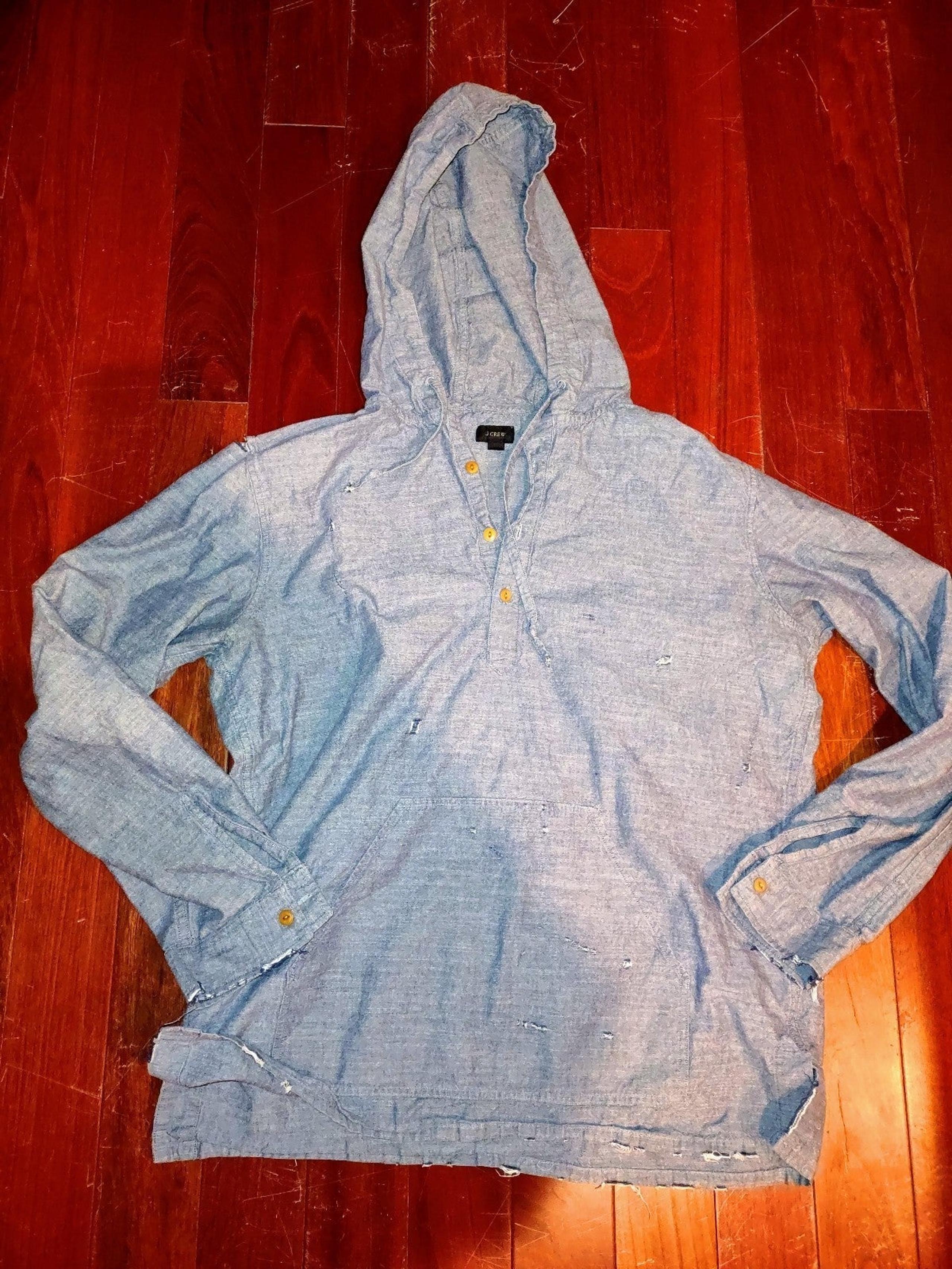 The distressed oversized pull over hoodie. Quarter button down - J.Crew
