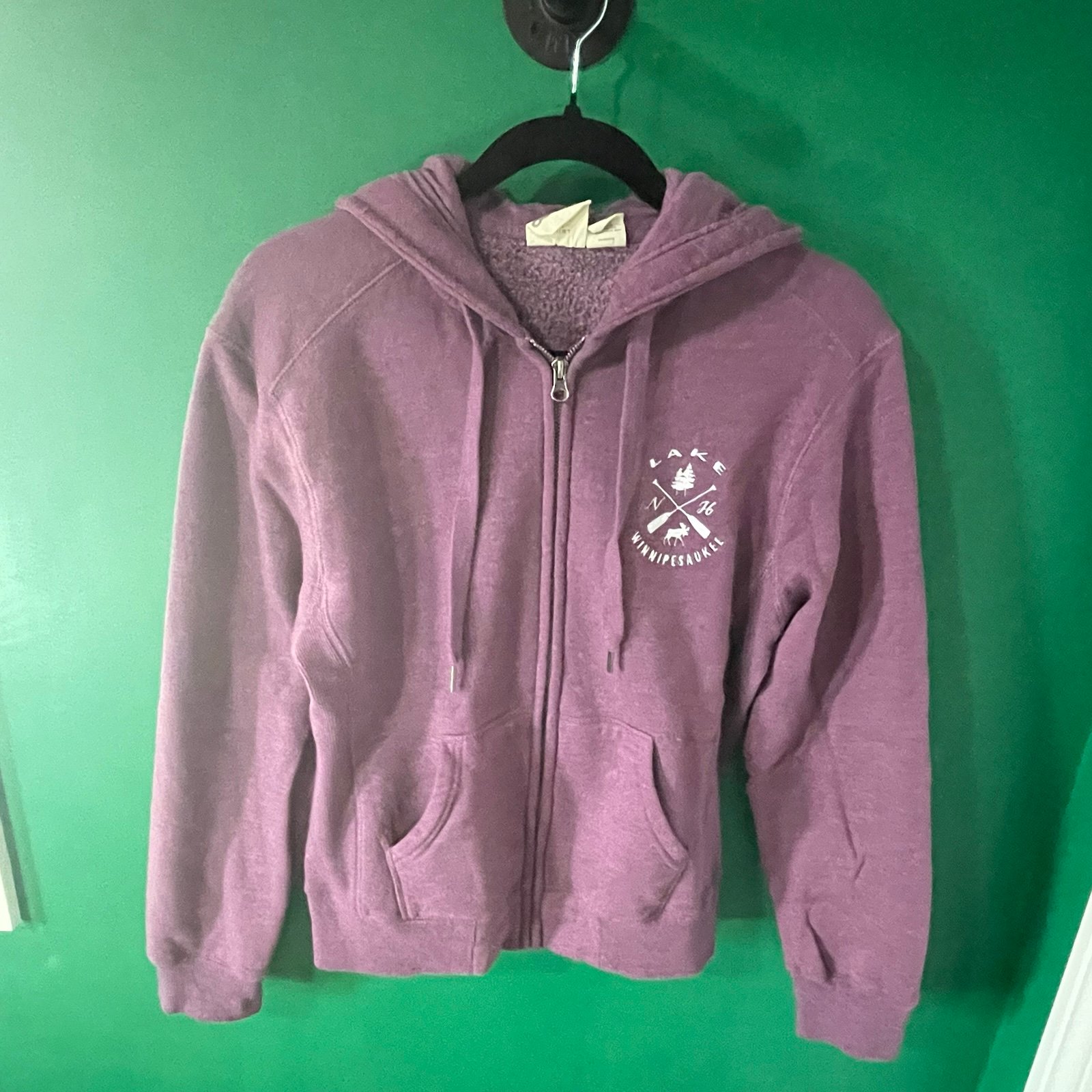 Lake Winnipesake Fleece Lined Hoodie, Purple.