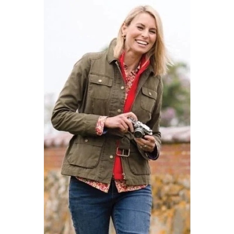 NWT Talbots Utility Olive Army Military Green Belted Jacket Small