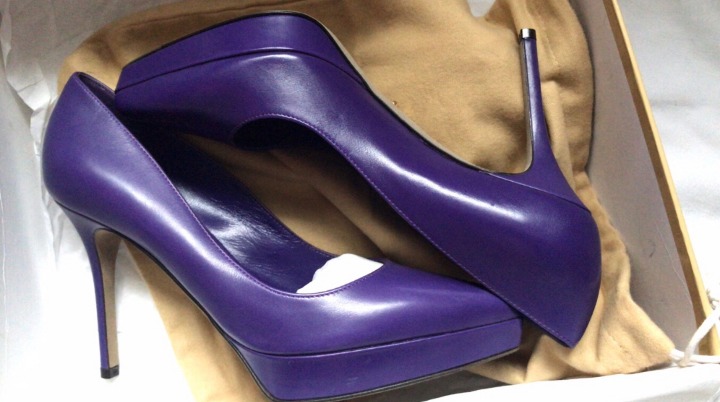 NWOT Sergio Rossi Purple Sheep Leather High Heels Size 6.5