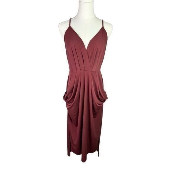 BCBGeneration dress women’s size small wine berry spaghetti strap faux wrap