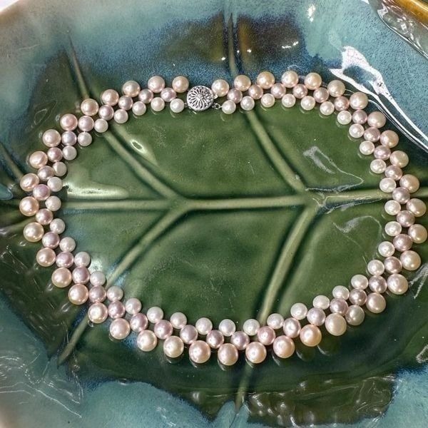 VTG 14/20 Gold Filled Ornate Box Clasp Genuine Freshwater Button Pearl Choker